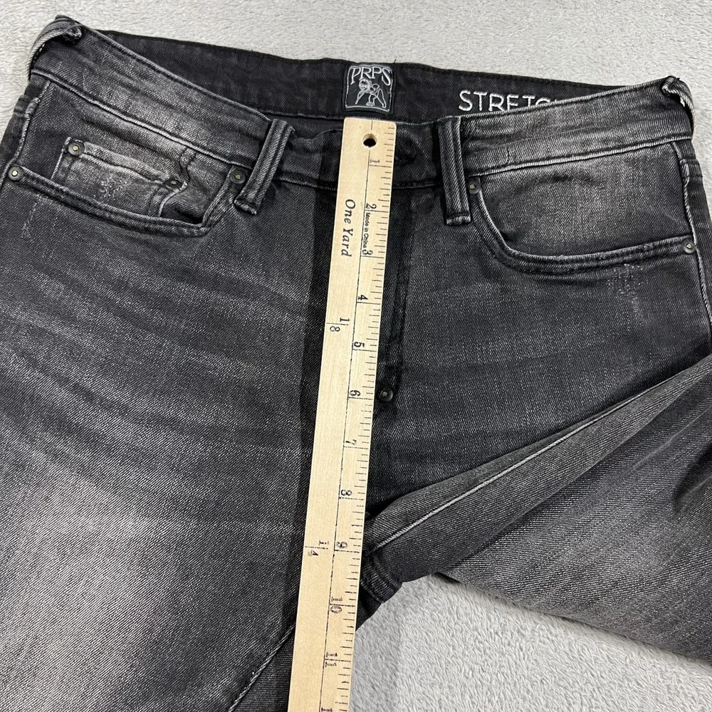 PRPS Le Sabre Jeans Mens 28x32 Stretch Slim Tapered Fit Distressed Black Wash